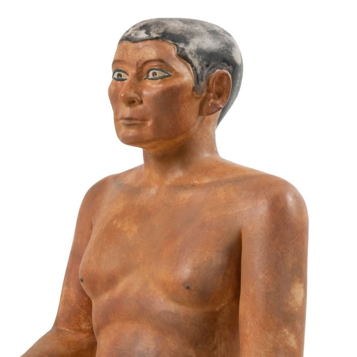 Scribe de Saqqara dit accroupi, réduction de 23,5 cm - Antiquités égyptiennes - Reproduction d’une sculpture du Musée du Louvre, Paris