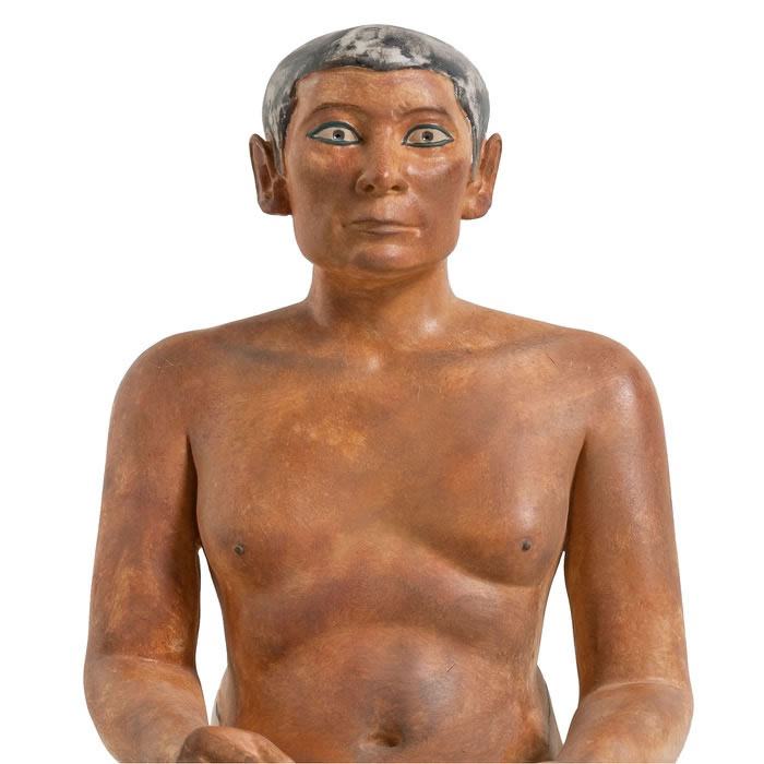 Scribe de Saqqara dit accroupi, réduction de 23,5 cm - Antiquités égyptiennes - Reproduction d’une sculpture du Musée du Louvre, Paris