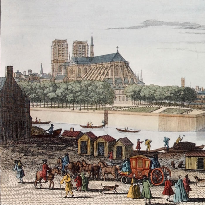 Vue particulière de Paris, depuis Notre-Dame jusqu’au pont de la Tournelle - Une estampe d’après Jacques Rigaud