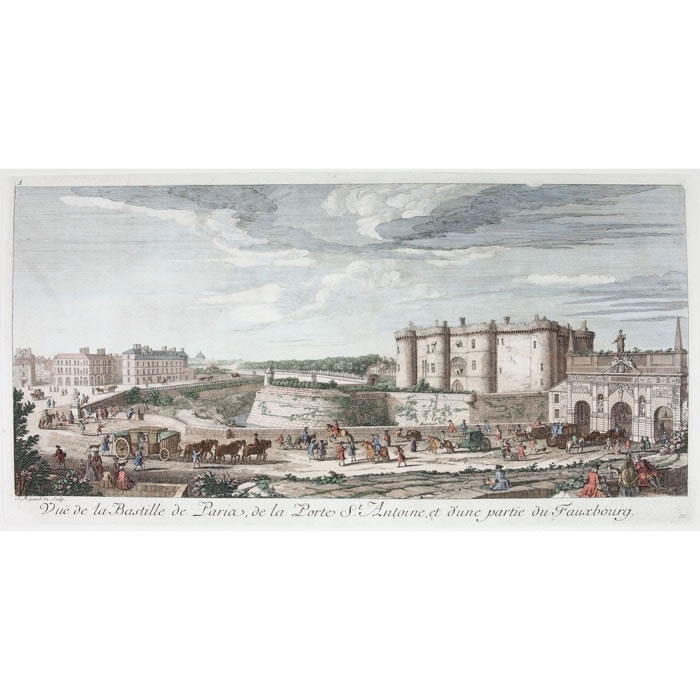 Vue de la Bastille de Paris, de la porte Saint-Antoine et d’une partie du faubourg - Une estampe d’après Jacques Rigaud