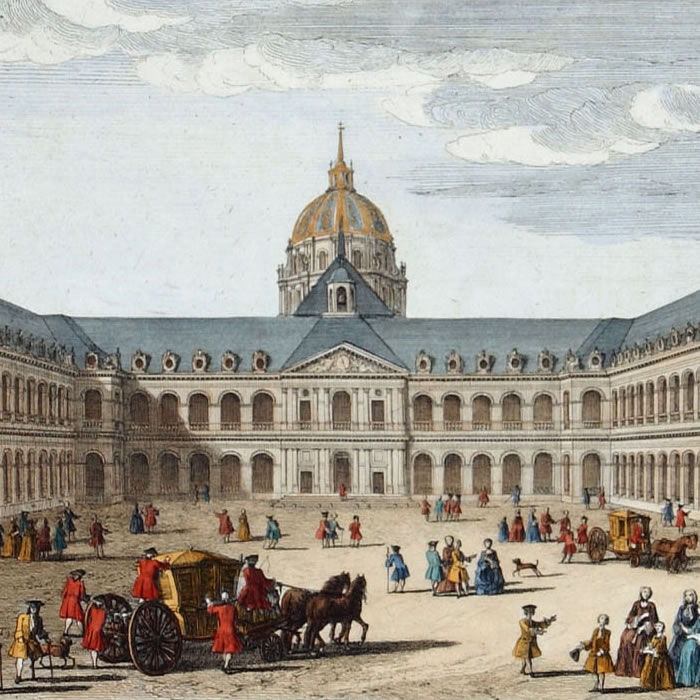 Vue de la grande cour de l’hôtel royal des Invalides - Une estampe d’après Jacques Rigaud