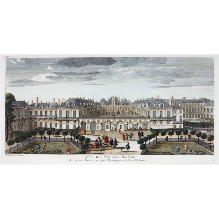 Vue du Palais-Royal, où loge monseigneur le duc d’Orléans, du côté du jardin - Une estampe d’après Jacques Rigaud