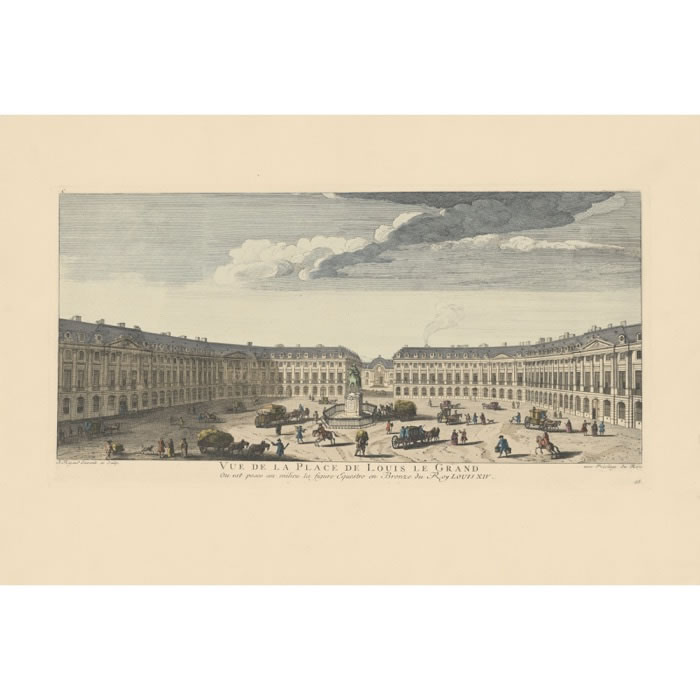 Vue de la place Louis-le-Grand (place Vendôme) - Une estampe d’après Jacques Rigaud