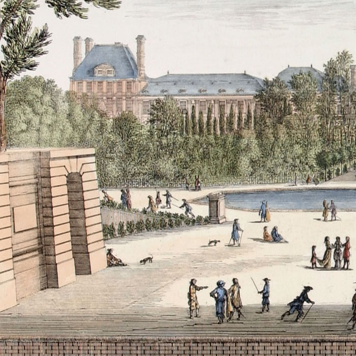 Vue des jardins du palais des Tuileries, du côté de la cour de la Reine - Une estampe d’après Israël Silvestre