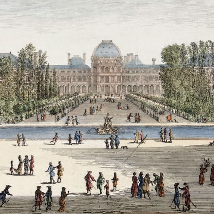 Vue des jardins du palais des Tuileries, du côté de la cour de la Reine - Une estampe d’après Israël Silvestre