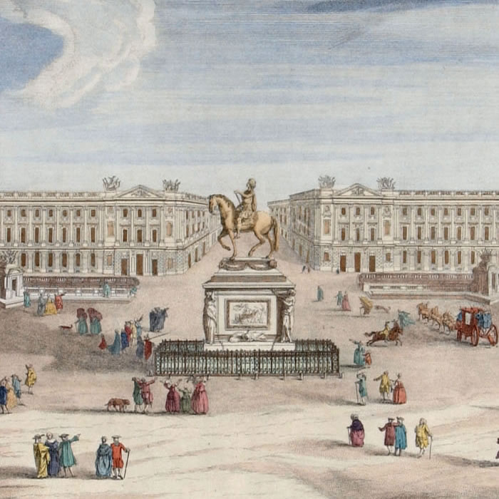 Vue de la place Neuve de Louis XV le Bien-Aimé (aujourd’hui place de la Concorde) - Une estampe d’après Jean-Michel Moreau