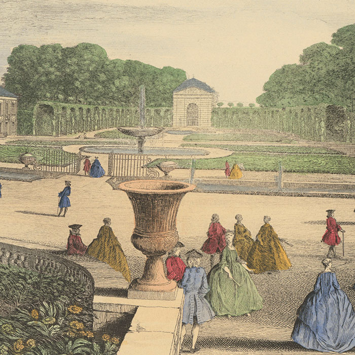 Vue du château de Sceaux et du petit parterre qui conduit à l’orangerie - Une estampe d’après Jacques Rigaud