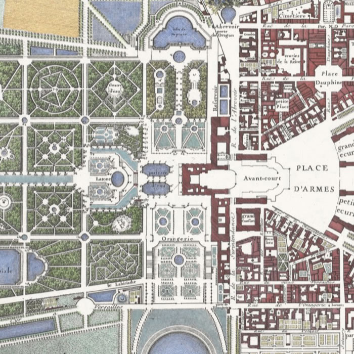 Plan de Versailles, du petit parc et de ses dépendances - Une estampe d’après Jean Delagrive