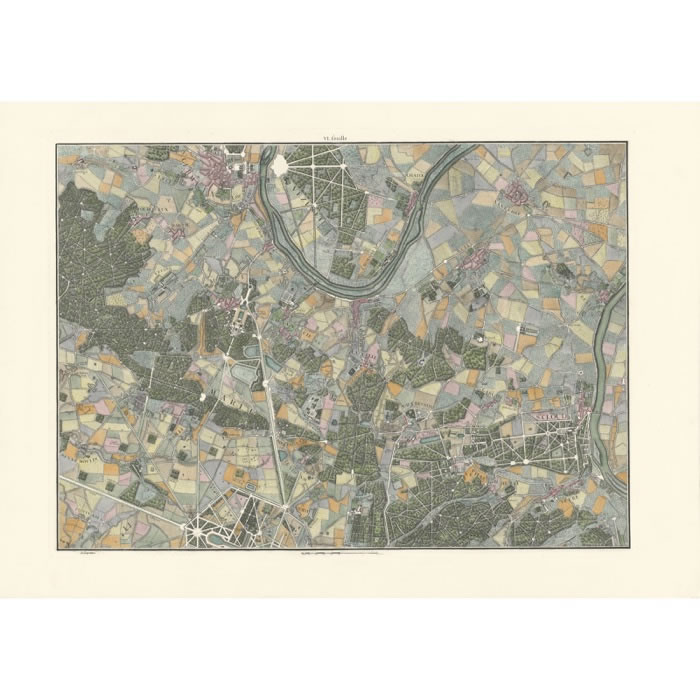 Map of the outskirts of Paris: Saint-Germain, Marly, Saint-Cloud - Une estampe d’après Jean de Lagrive