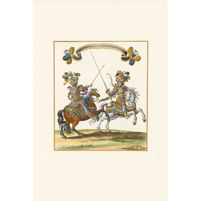 Pages et écuyers du quadrille des Indiens - Une estampe d’après François Chauveau