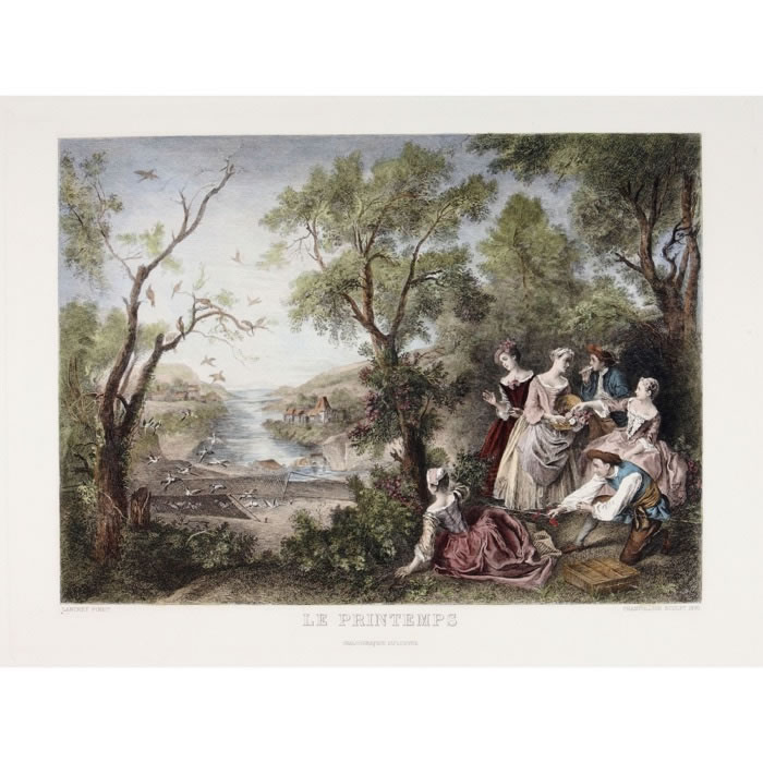 Le Printemps ou L’Oiseleur - Une estampe d’après Nicolas Lancret