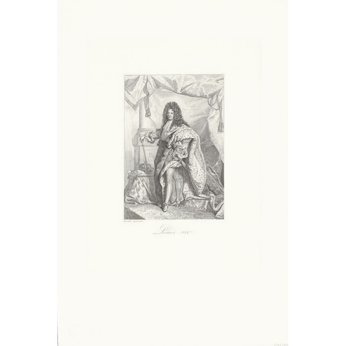 Portrait de Louis XIV, roi de France - Une estampe d’après Hyacinthe Rigaud