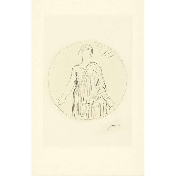 Femme nue à mi-corps pour la figure de l’Espérance - Une estampe d’après Jean Auguste Dominique Ingres