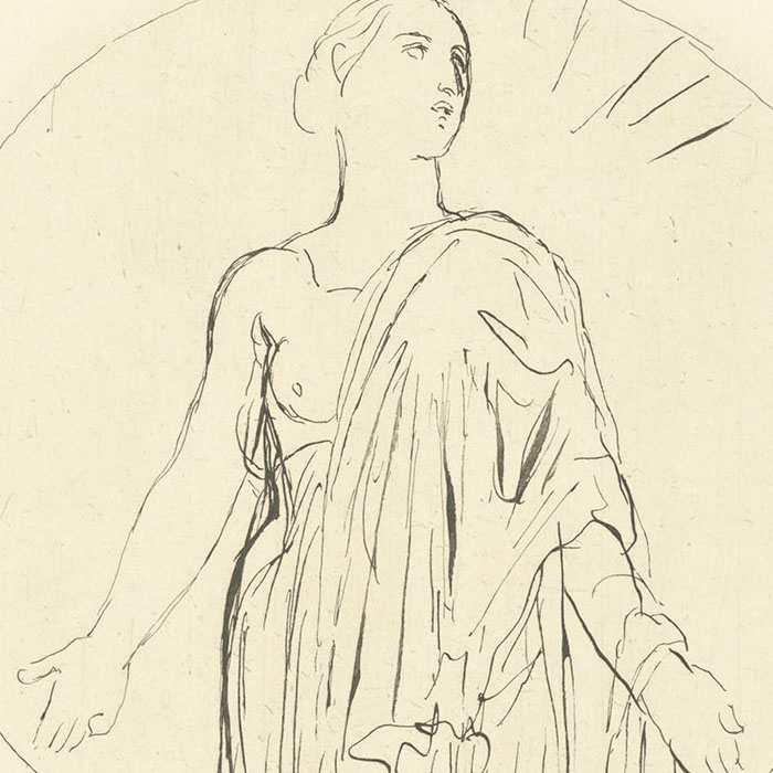 Femme nue à mi-corps pour la figure de l’Espérance - Une estampe d’après Jean Auguste Dominique Ingres