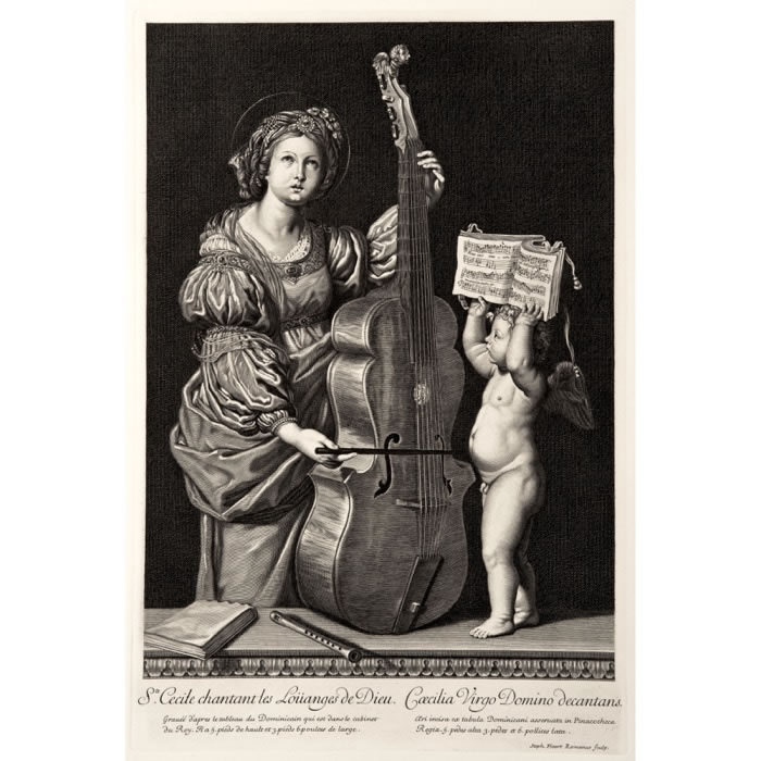 Sainte Cécile - Une estampe d’après Le Dominiquin