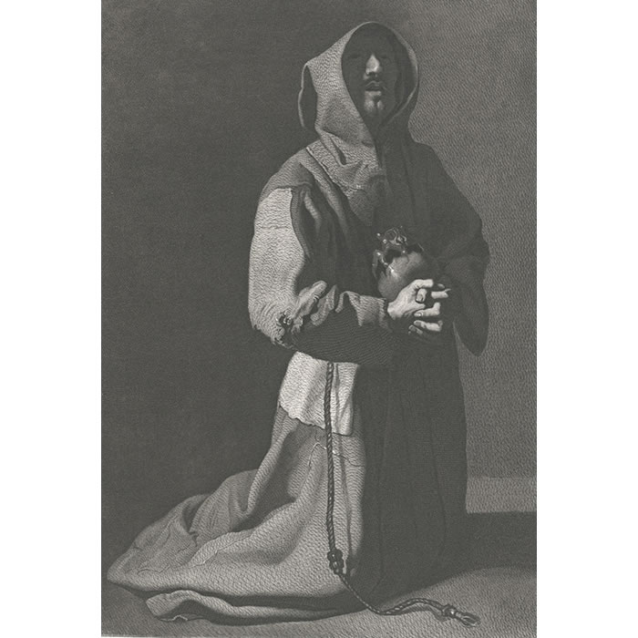 Monk kneeling in prayer - Une estampe d’après Francisco de Zurbarán
