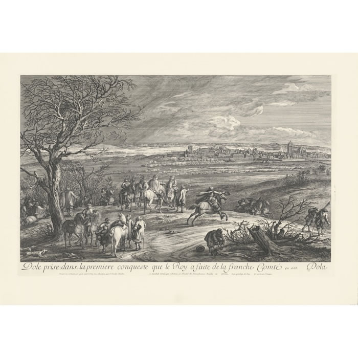 Siège de la ville de Dole rendue le 14 février 1668 - Une estampe d’après Adam-Frans Van Der Meulen