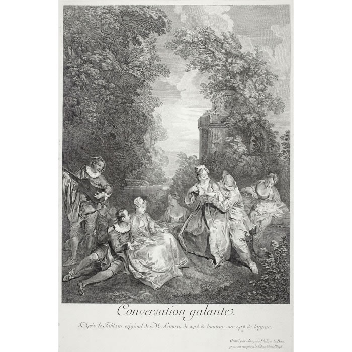 Conversation galante - Une estampe d’après Nicolas Lancret