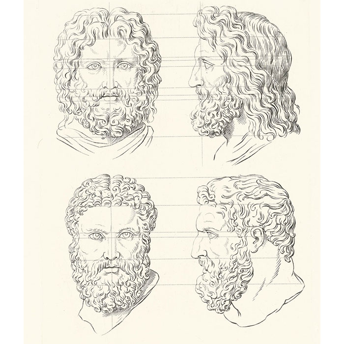Têtes de Jupiter et d’Hercule - Une estampe d’après Charles Le Brun