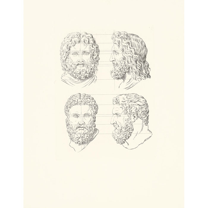 Têtes de Jupiter et d’Hercule - Une estampe d’après Charles Le Brun