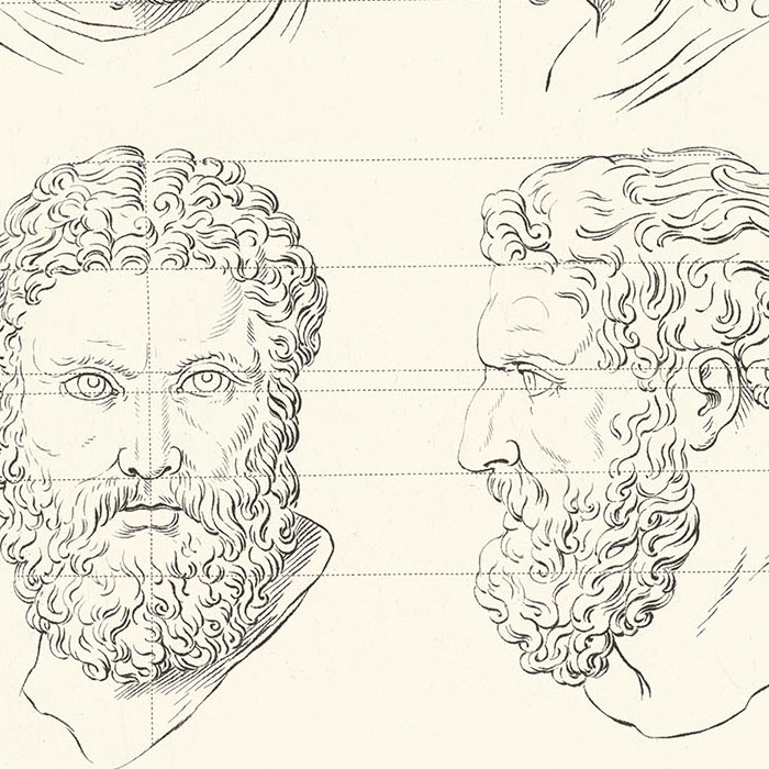 Têtes de Jupiter et d’Hercule - Une estampe d’après Charles Le Brun