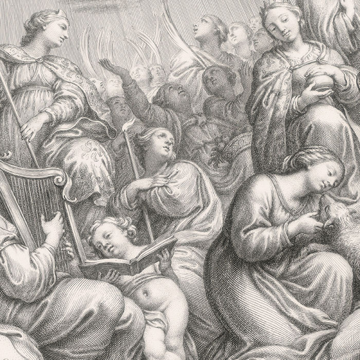 La félicité des bienheureux (en 6 planches) - Une estampe d’après Pierre Mignard