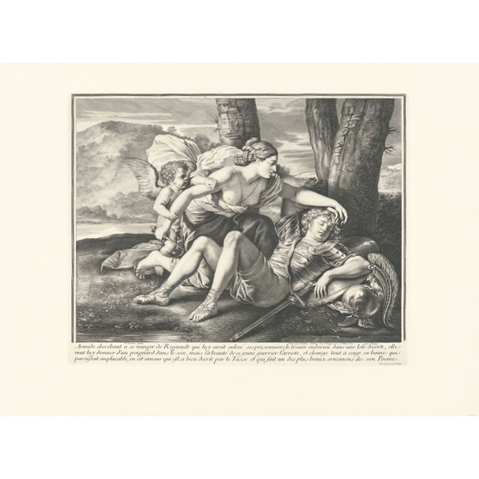 L’Amour arrête la vengeance d’Armide - Une estampe d’après Nicolas Poussin