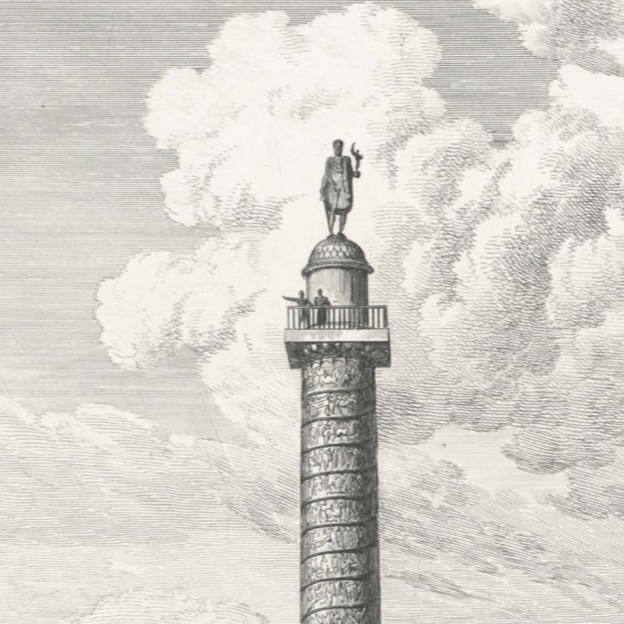 Vue générale de la colonne et de la place Vendôme, prise de la rue Saint-Honoré - Une estampe d’après Louis-Pierre Baltard