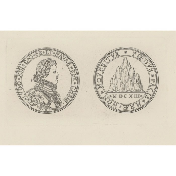 Médaille à l’effigie de Louis XIII, frappée en 1613 - Une estampe d’après Sébastien  Leclerc