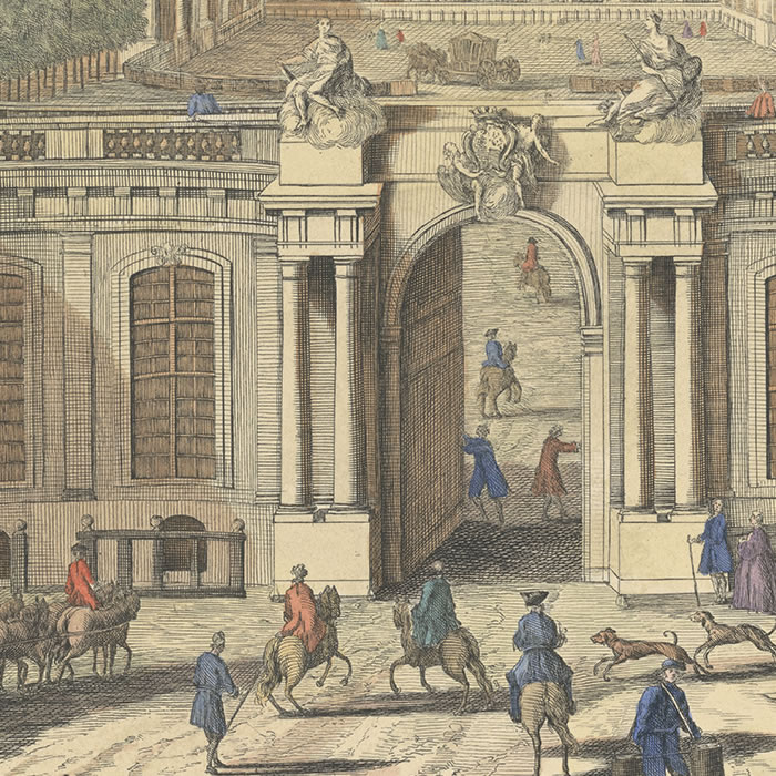 Vue du Palais-Bourbon, prise du côté de la rue - Une estampe d’après Jacques Rigaud