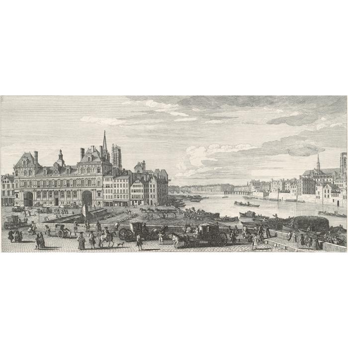 Vue de l’Hôtel de Ville de Paris - Une estampe d’après Jacques Rigaud