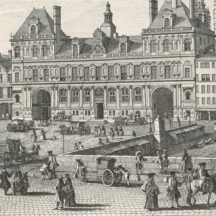 Vue de l’Hôtel de Ville de Paris - Une estampe d’après Jacques Rigaud