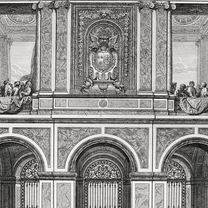 Vue intérieure du Grand escalier de Versailles, du côté de l’entrée - Une estampe d’après Louis Surugue