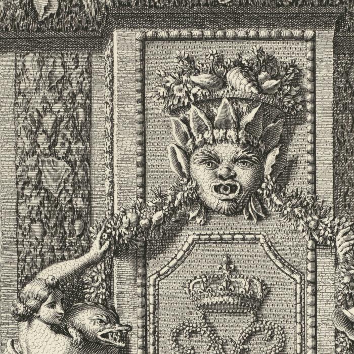 Pilier orné de coquillages et de rocailles - Une estampe d’après Jean Lepautre