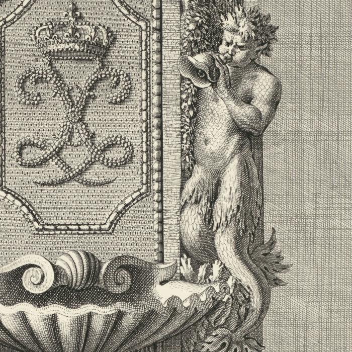 Pilier orné de coquillages et de rocailles - Une estampe d’après Jean Lepautre