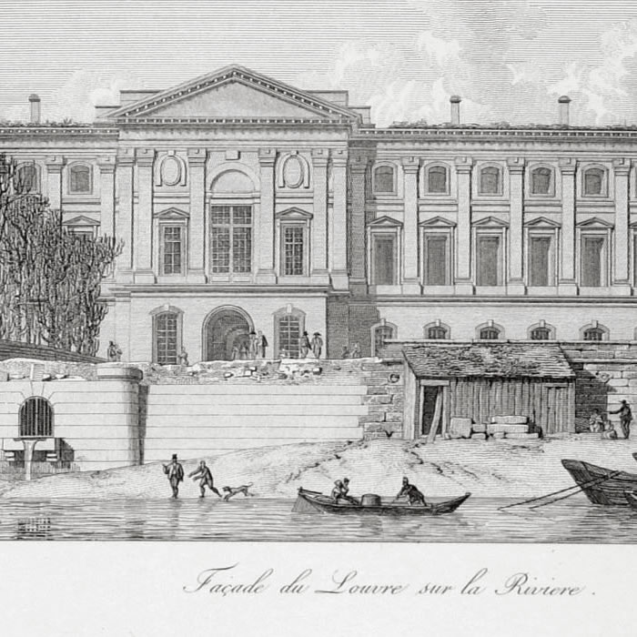 Façade du Louvre sur la rivière ; vue du Louvre côté nord - Une estampe d’après Louis-Pierre Baltard