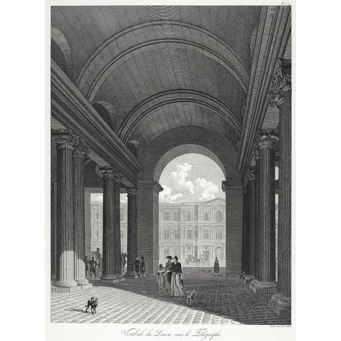 Entrance to the Louvre under vestibule, known as the Telegraph vestibule - Une estampe d’après Louis-Pierre Baltard