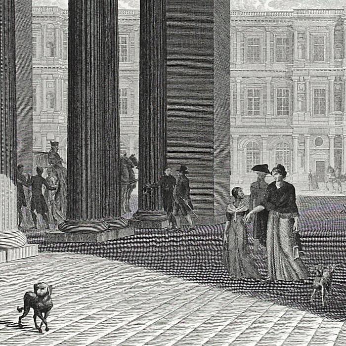 Entrance to the Louvre under vestibule, known as the Telegraph vestibule - Une estampe d’après Louis-Pierre Baltard