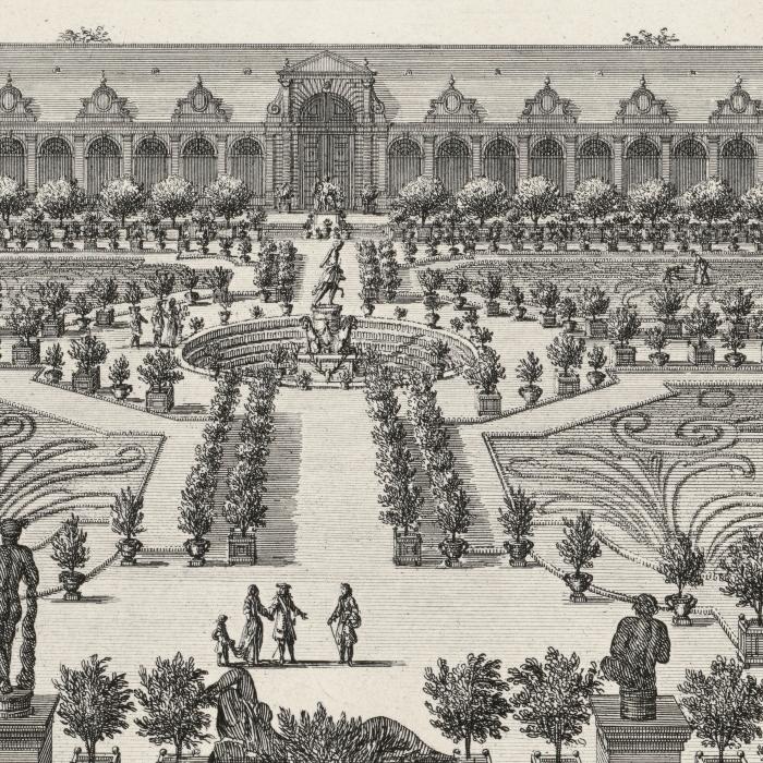 Vue du château de Fontainebleau, du côté Orangerie - Une estampe d’après Israël Silvestre