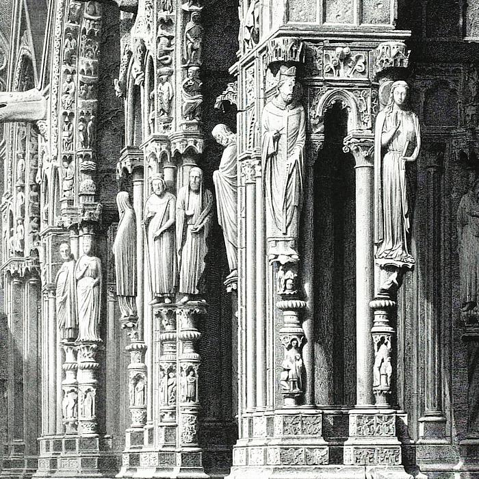 Porche du nord de la Cathédrale Notre-Dame de Chartres - Une estampe d’après  Adams