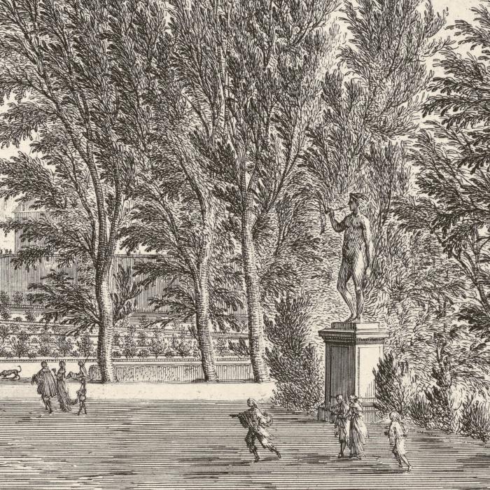 Le palais des Tuileries du côté des jardins, avec le plan du rez-de-chaussée - Une estampe d’après Israël Silvestre