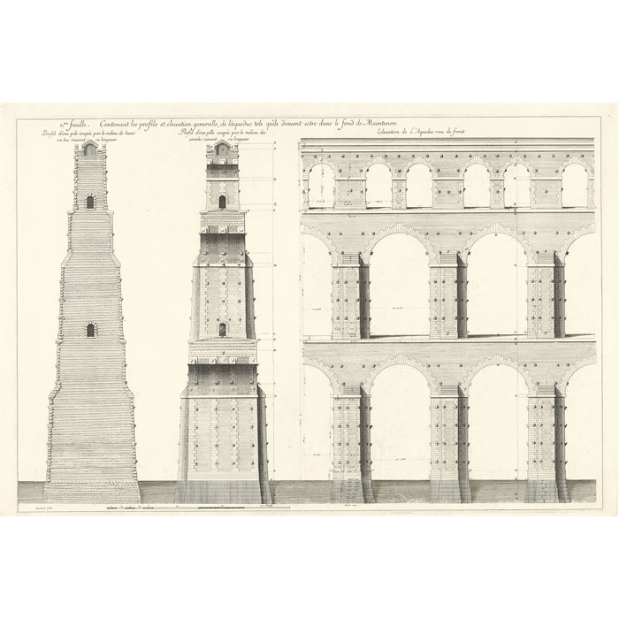 Profile and general elevation as they should be at the bottom of Maintenon - Une estampe d’après Nicolas Guérard