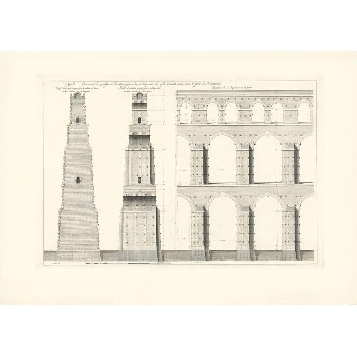 Profile and general elevation as they should be at the bottom of Maintenon - Une estampe d’après Nicolas Guérard