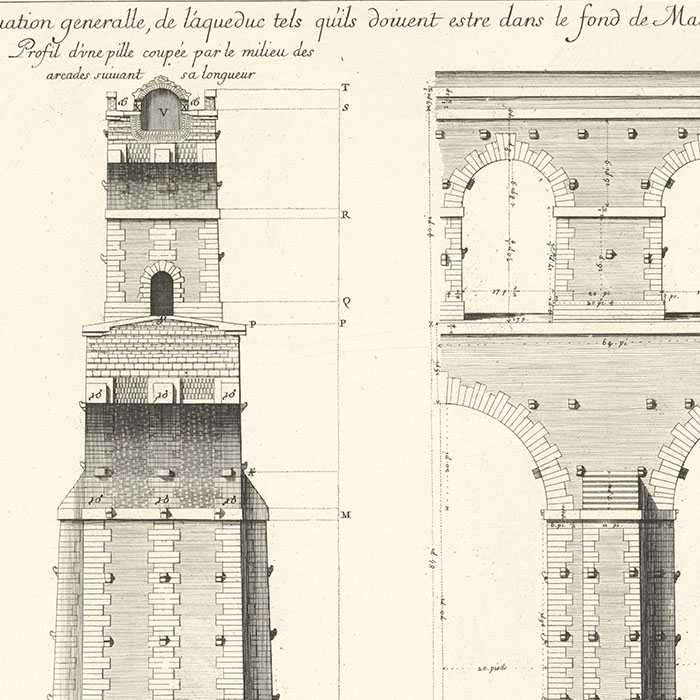 Profile and general elevation as they should be at the bottom of Maintenon - Une estampe d’après Nicolas Guérard