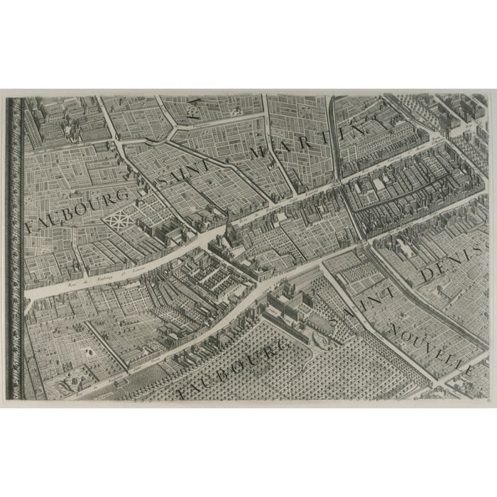 Faubourgs Saint-Martin et Saint-Denis (Plan Turgot) - Une estampe d’après Louis Bretez