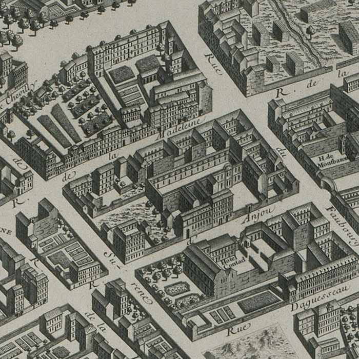 La Ville-L’Evêque et Saint-Honoré (Plan Turgot) - Une estampe d’après Louis Bretez