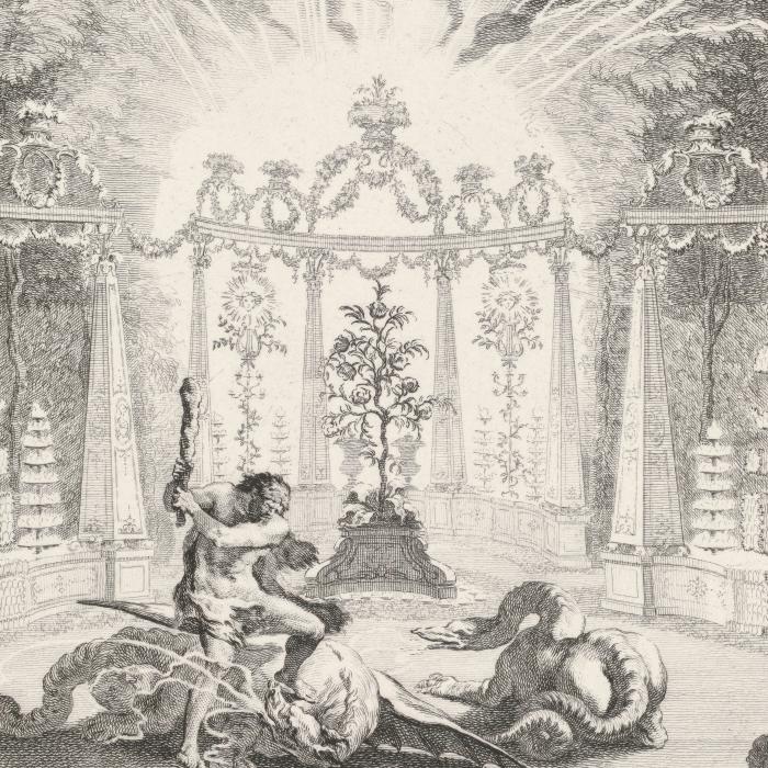 Illumination et feu d’artifice donné à monseigneur le Dauphin à Meudon - Une estampe d’après Michel de Bonneval