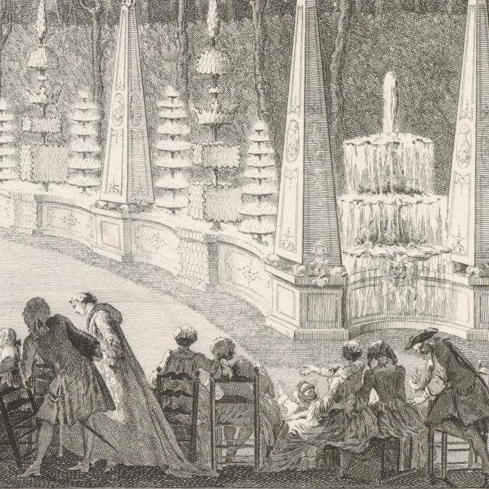 Illumination et feu d’artifice donné à monseigneur le Dauphin à Meudon - Une estampe d’après Michel de Bonneval
