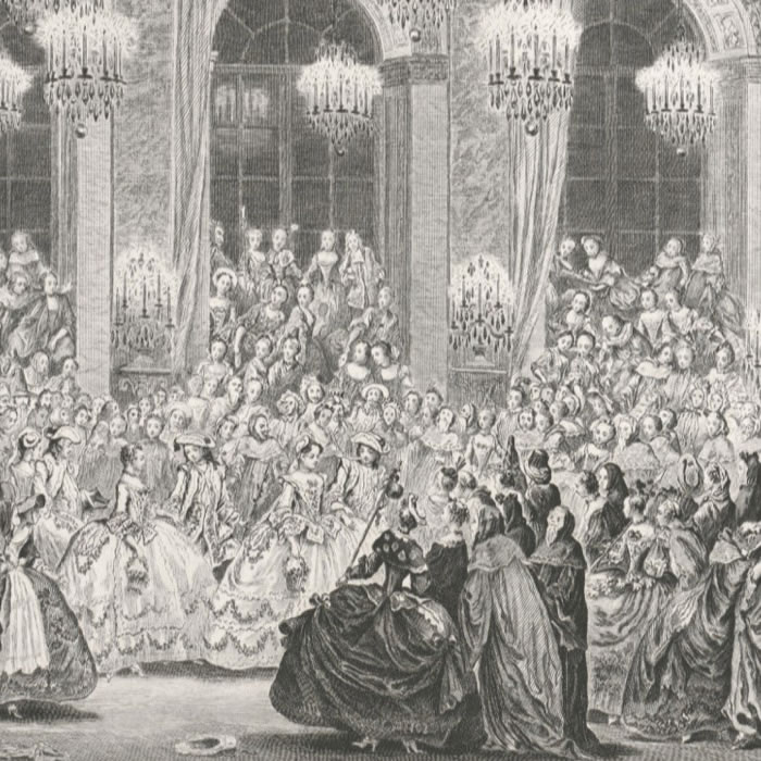 Décoration du bal masqué donné par le roi dans la grande galerie du château de Versailles - Une estampe d’après Charles-Nicolas Cochin le Fils