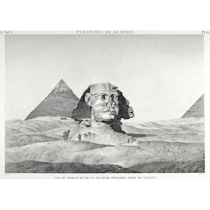 Pyramides de Memphis, vue de la galerie haute de la grande pyramide, prise du palier supérieur et du palier inférieur